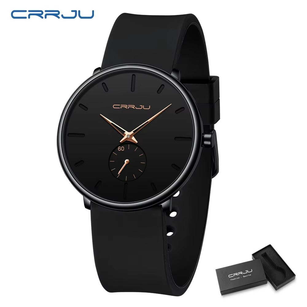CRRJU Men Ultra Thin Minimalist Quartz Watch