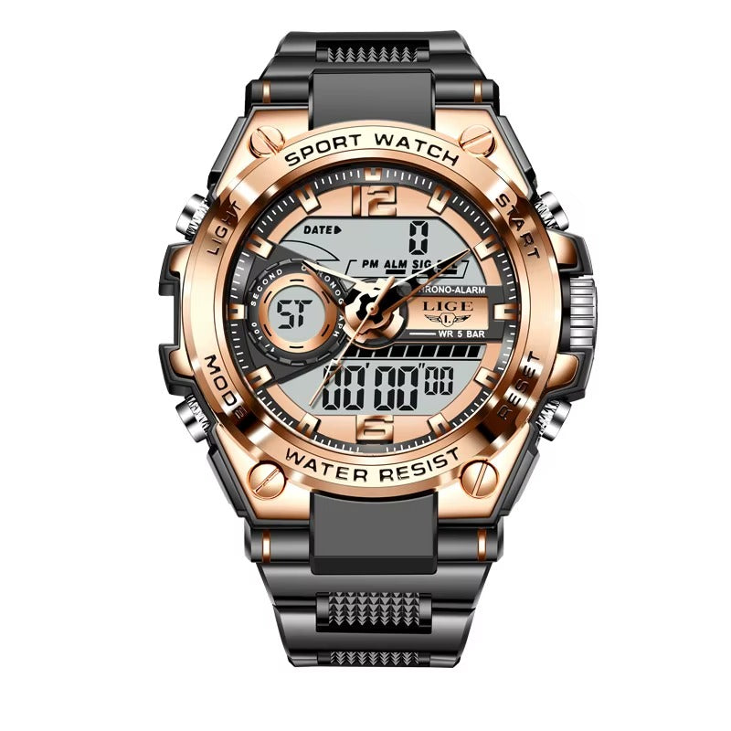 LIGE Military Sport Watch - Silver Black