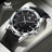 OPK Men's Quartz Watch 6003 - Black dial, black leather strap