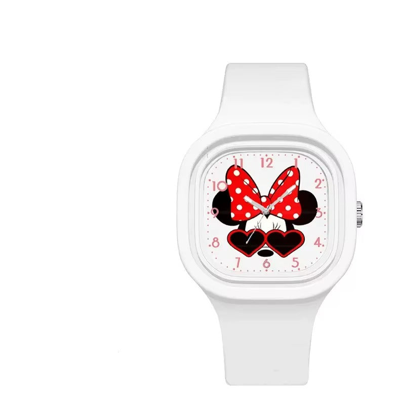 Black Mickey Mouse kids cartoon quartz watch with silicone band