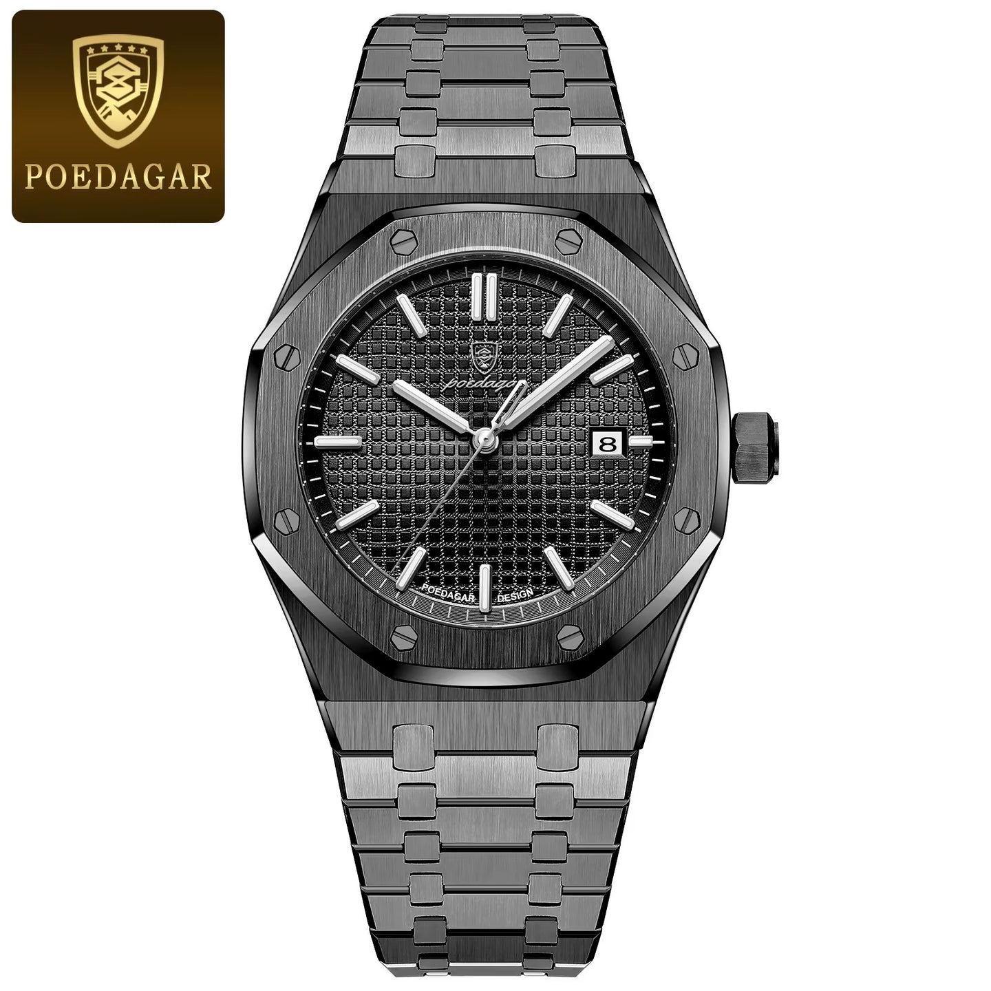POEDAGAR Octagon Luxe Stainless Steel Quartz Watch