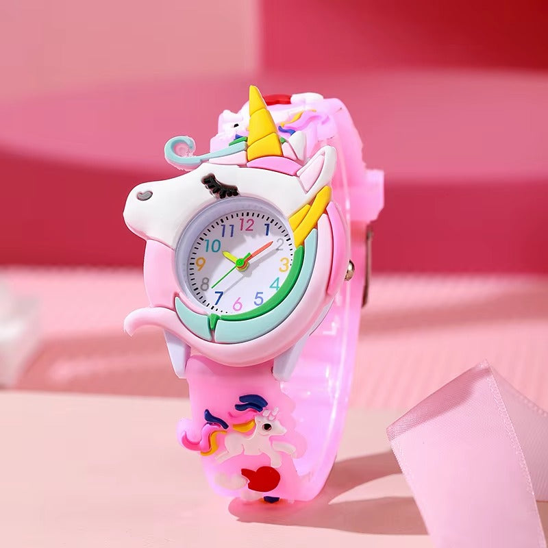 3D Unicorn Kids Watch - Mauve Pink