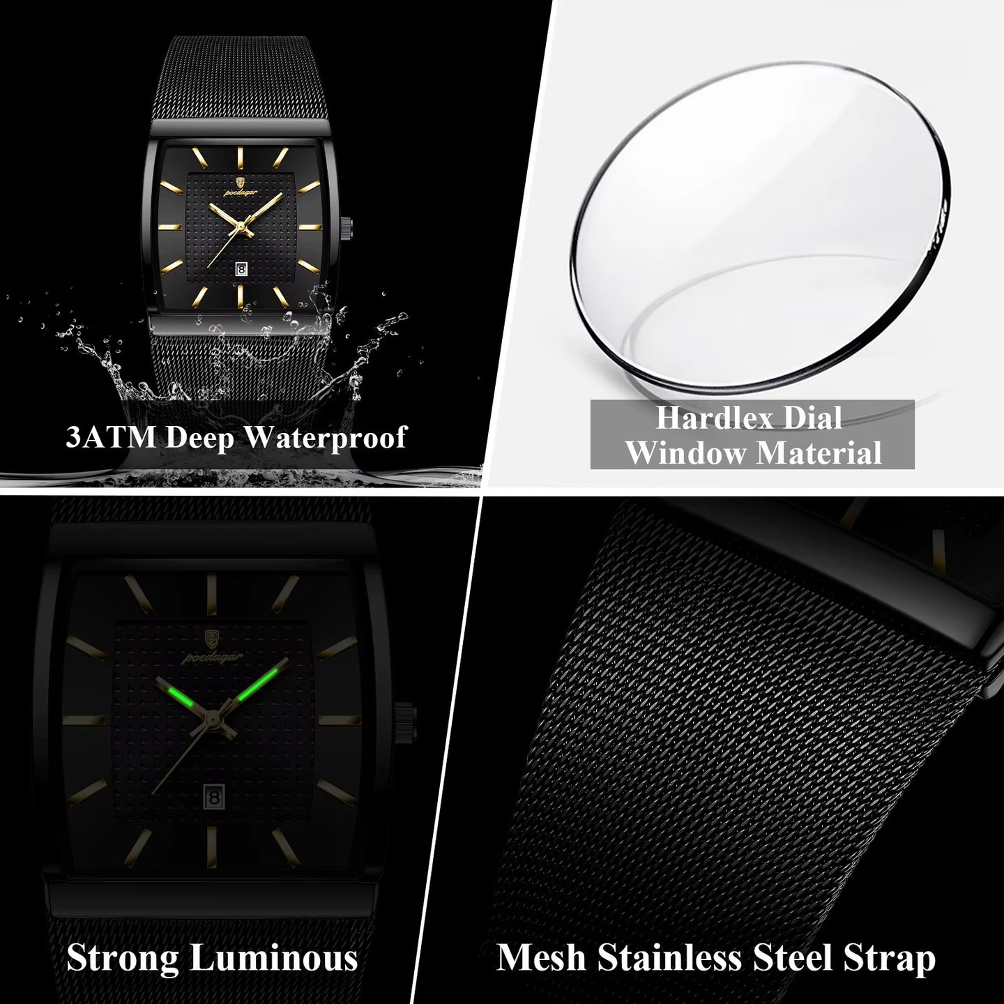 Men's Square Dial Luxury Quartz Watch