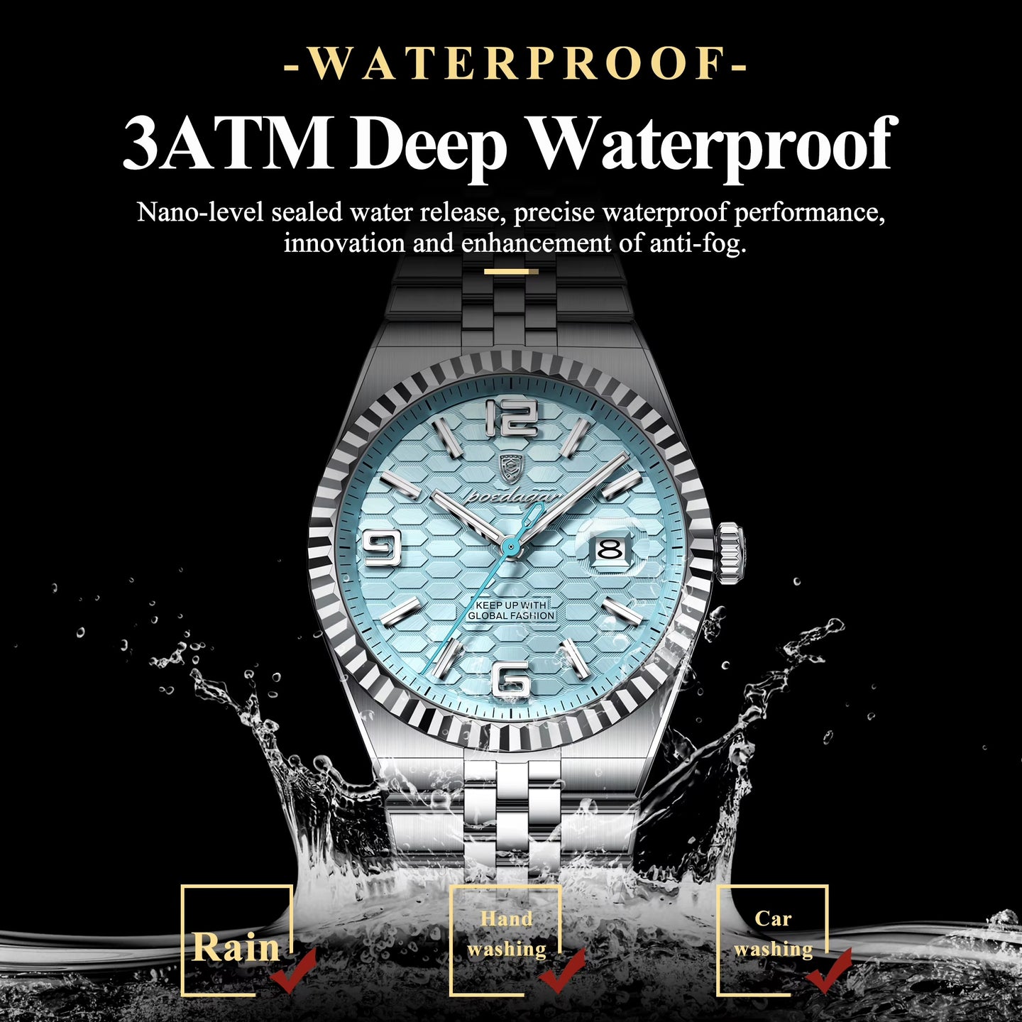 POEDAGAR Luxury Men's Stainless Steel Quartz Watch
