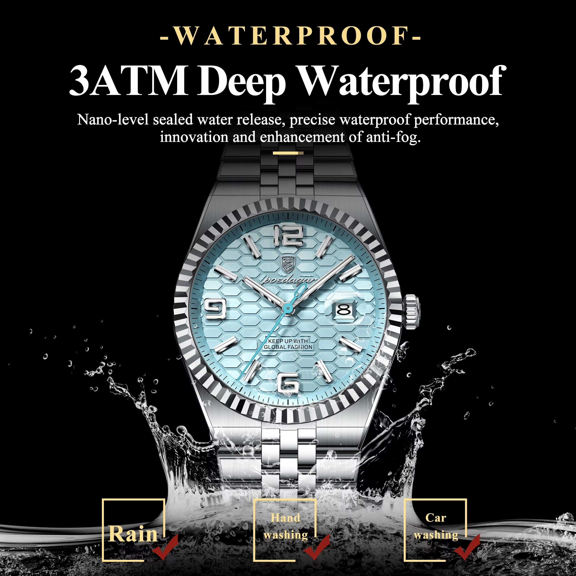 POEDAGAR Luxury Men's Stainless Steel Quartz Watch
