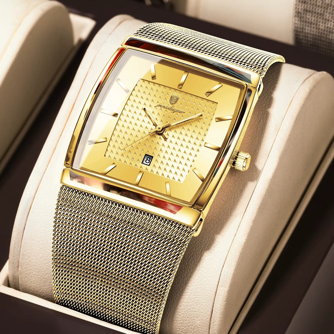 Men's Square Dial Watch - Silver Blue