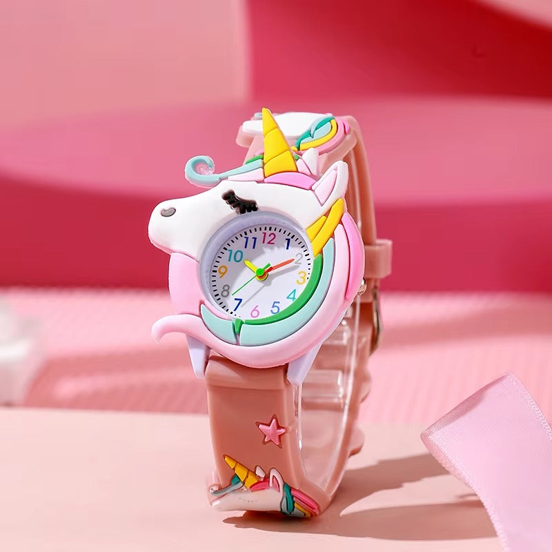 3D Unicorn Kids Watch - Pink