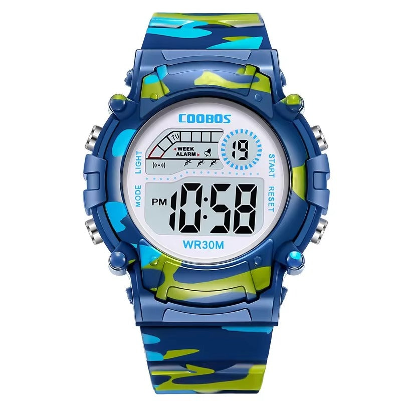 Blue Camo Kids Digital Sports Watch
