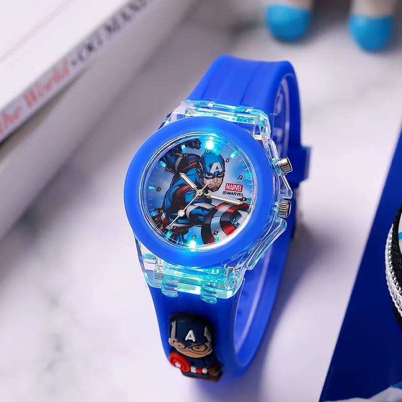 GlowBuddy Captain America LED kids watch blue silicone strap