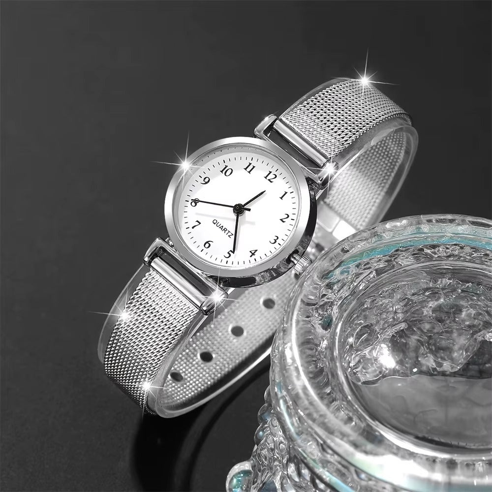 Women's Silver Mesh Watch & Bracelet Set