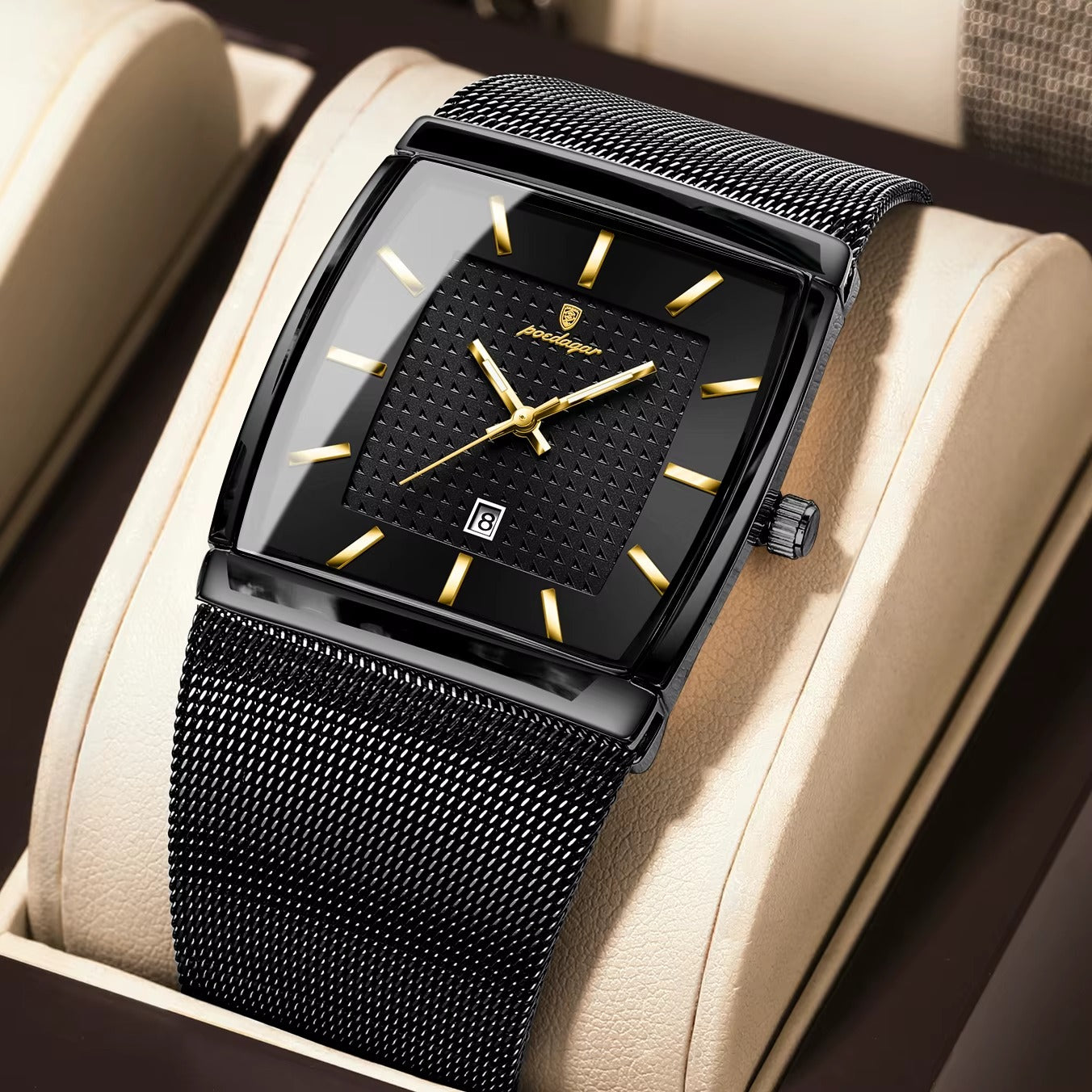 Men's Square Dial Watch - All Gold
