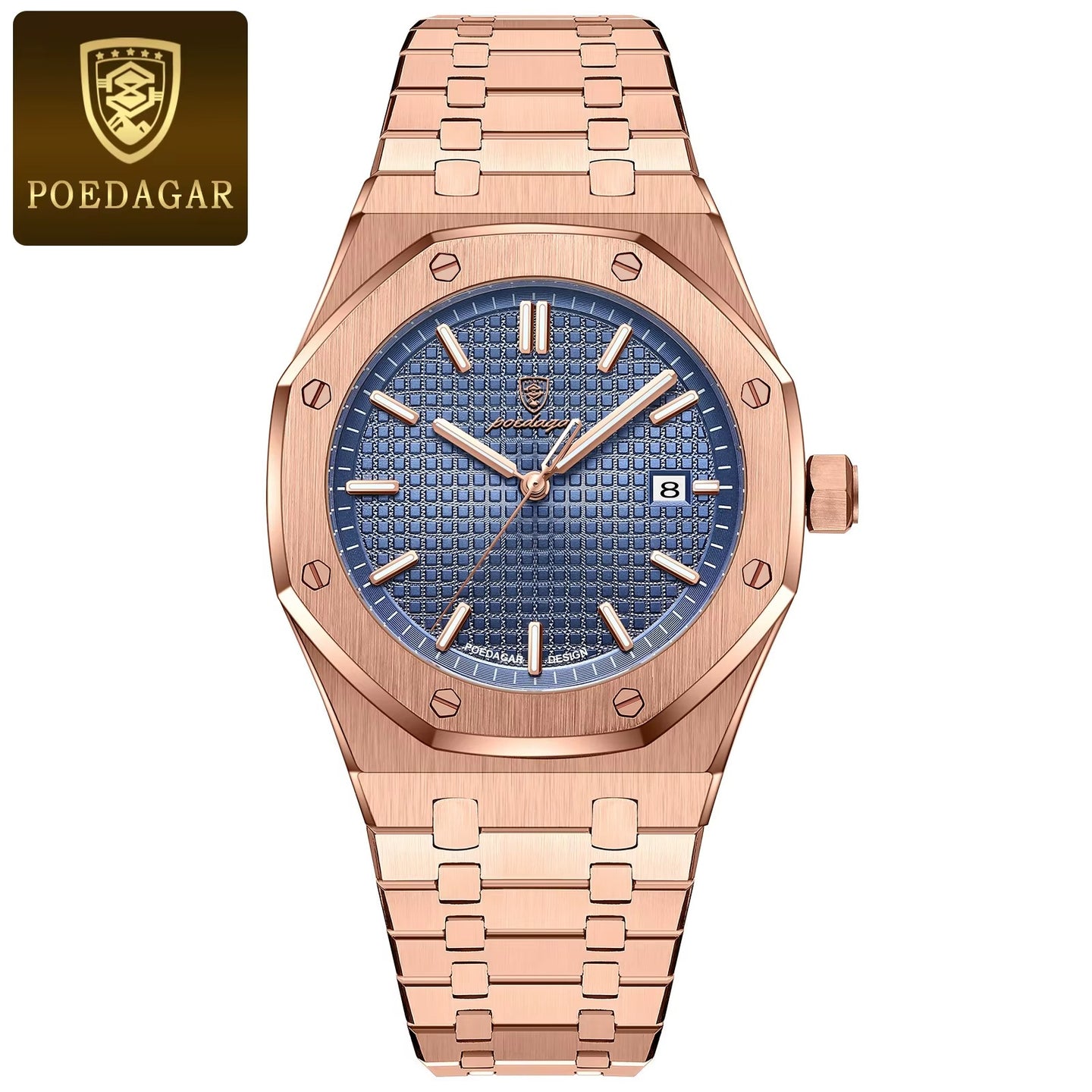 POEDAGAR Octagon Luxe Stainless Steel Quartz Watch