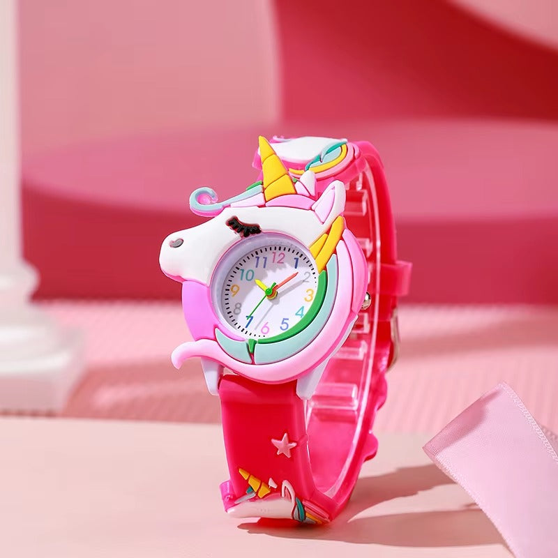 3D Unicorn Kids Watch - Hot Pink