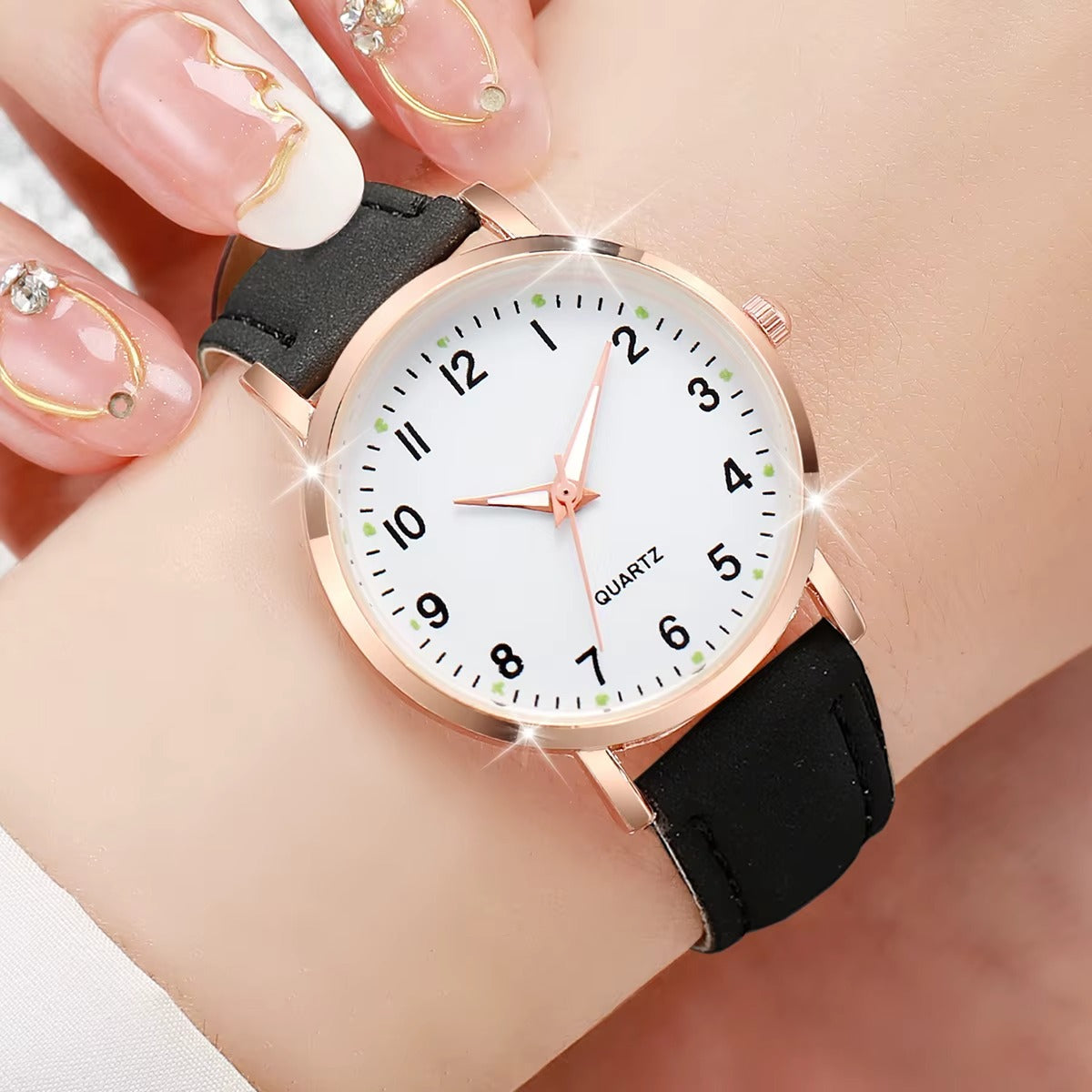 LunaBelle™ Minimalist Rose Gold Leather Watch