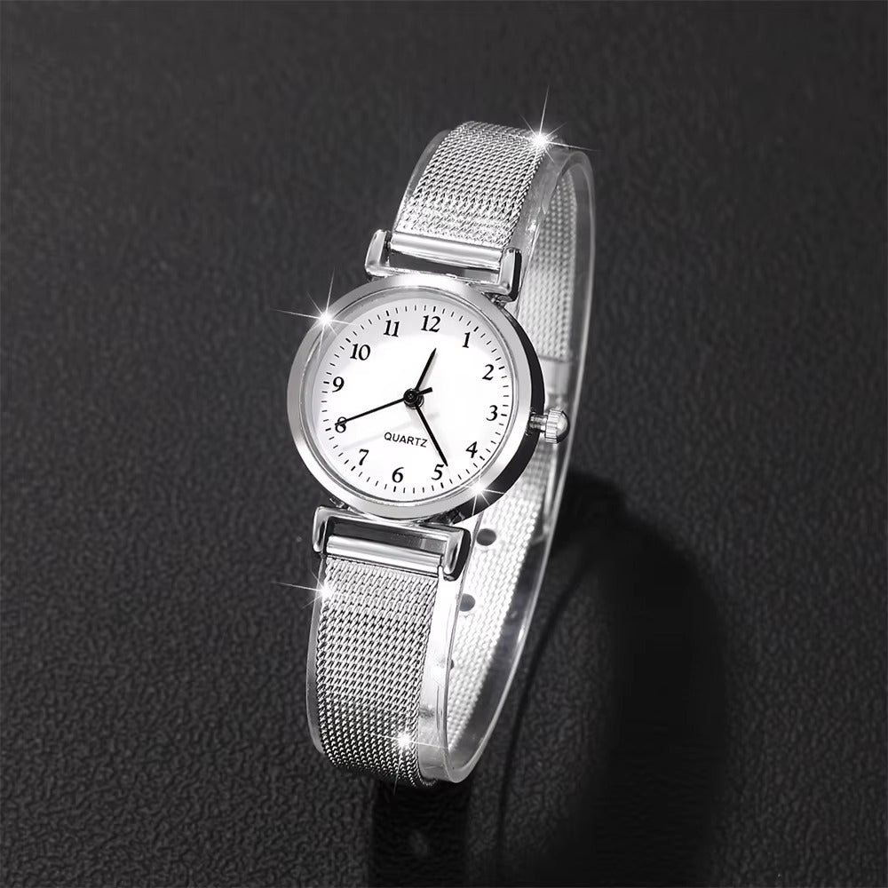 Women's Silver Mesh Watch & Bracelet Set