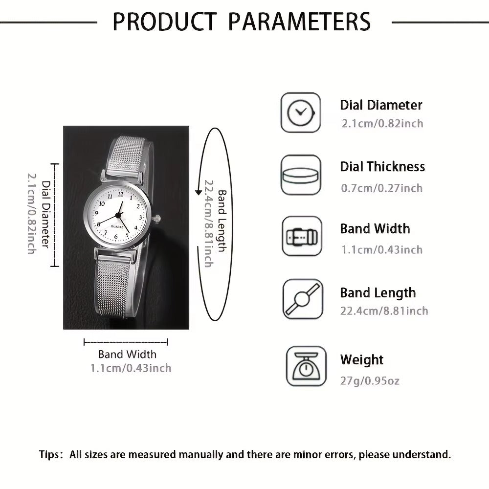 Women's Silver Mesh Watch & Bracelet Set
