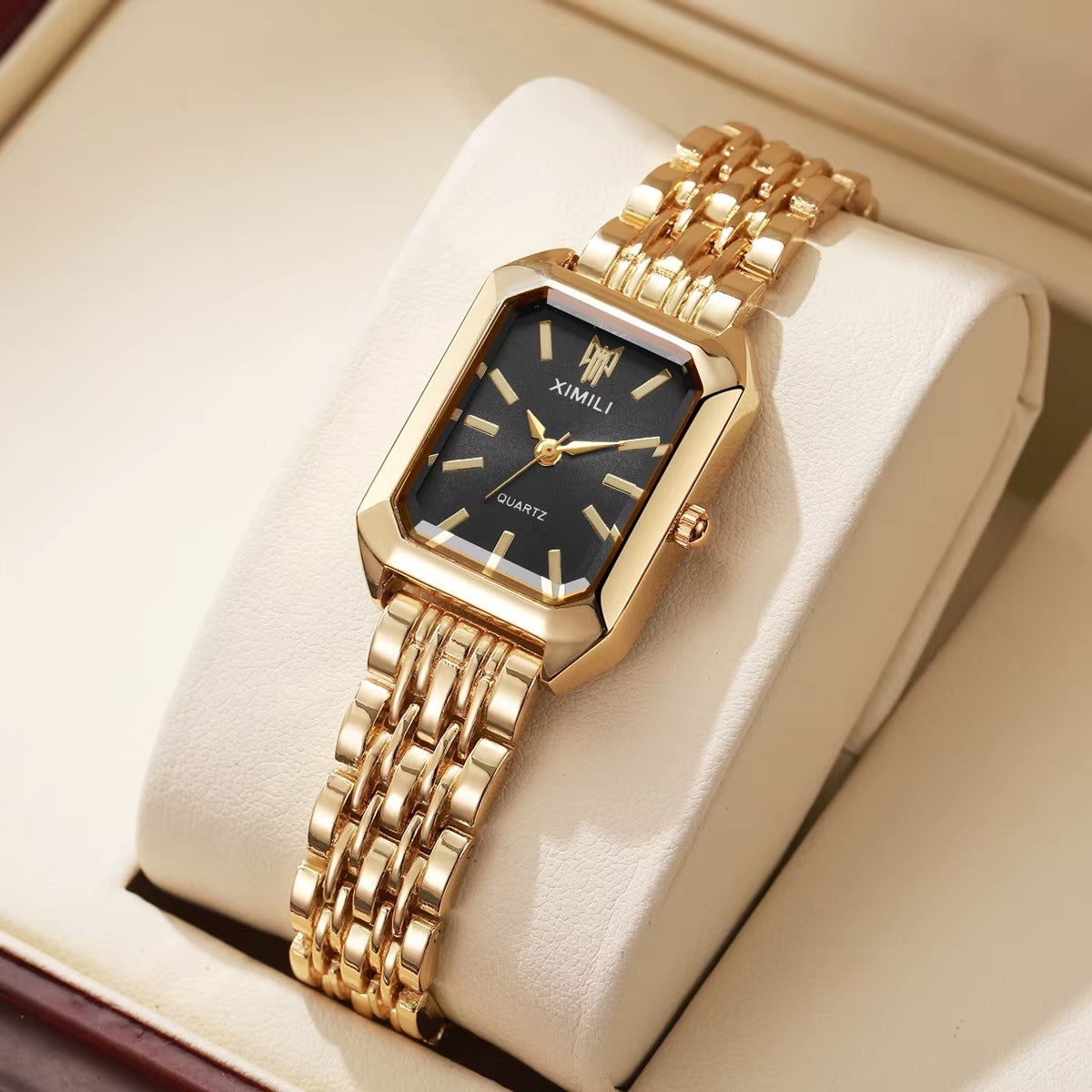 Velora™ women's rectangle quartz watch - lifestyle shot