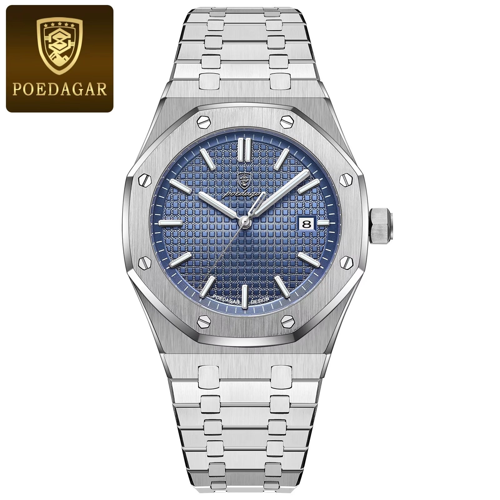 POEDAGAR Octagon Luxe Stainless Steel Quartz Watch