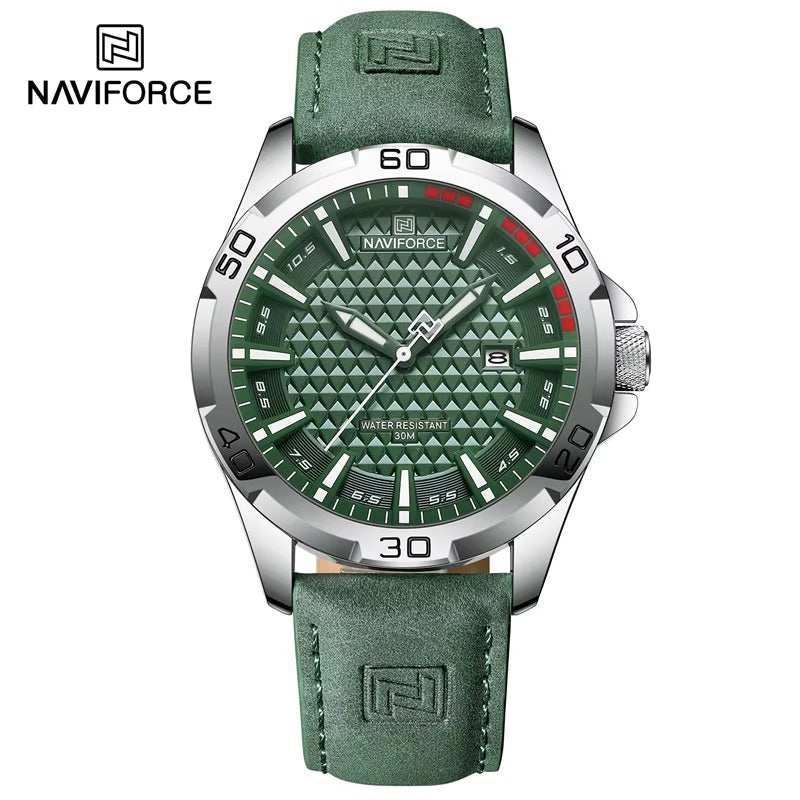 NAVIFORCE Vanguard Pro Black Brown leather strap
