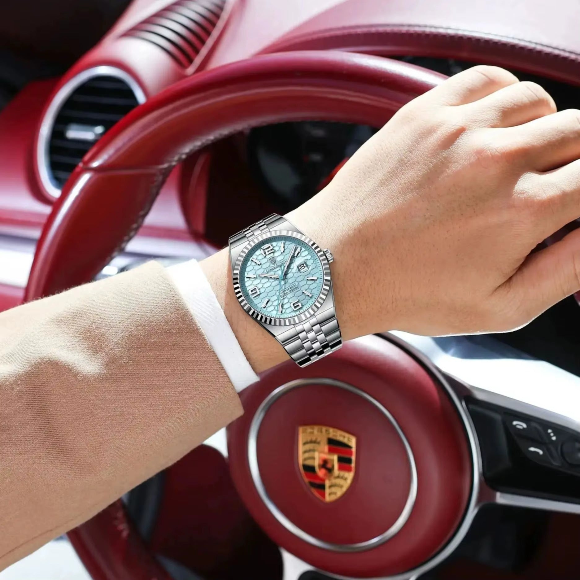 POEDAGAR Luxury Men's Stainless Steel Quartz Watch
