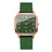Fashion Square Women's Quartz Watch – Forest Green Silicone Strap Rose Gold Bezel