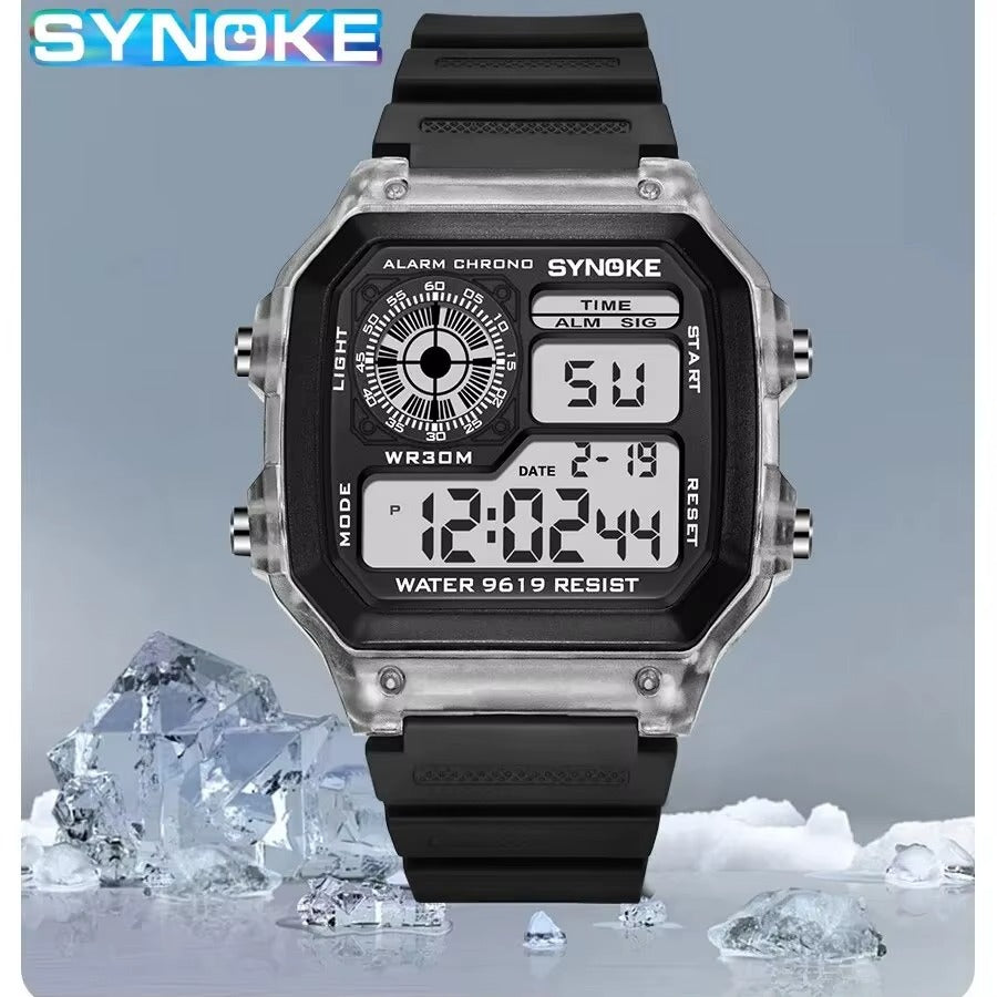 Military Tactical Digital Sports Watch - Black Transparent