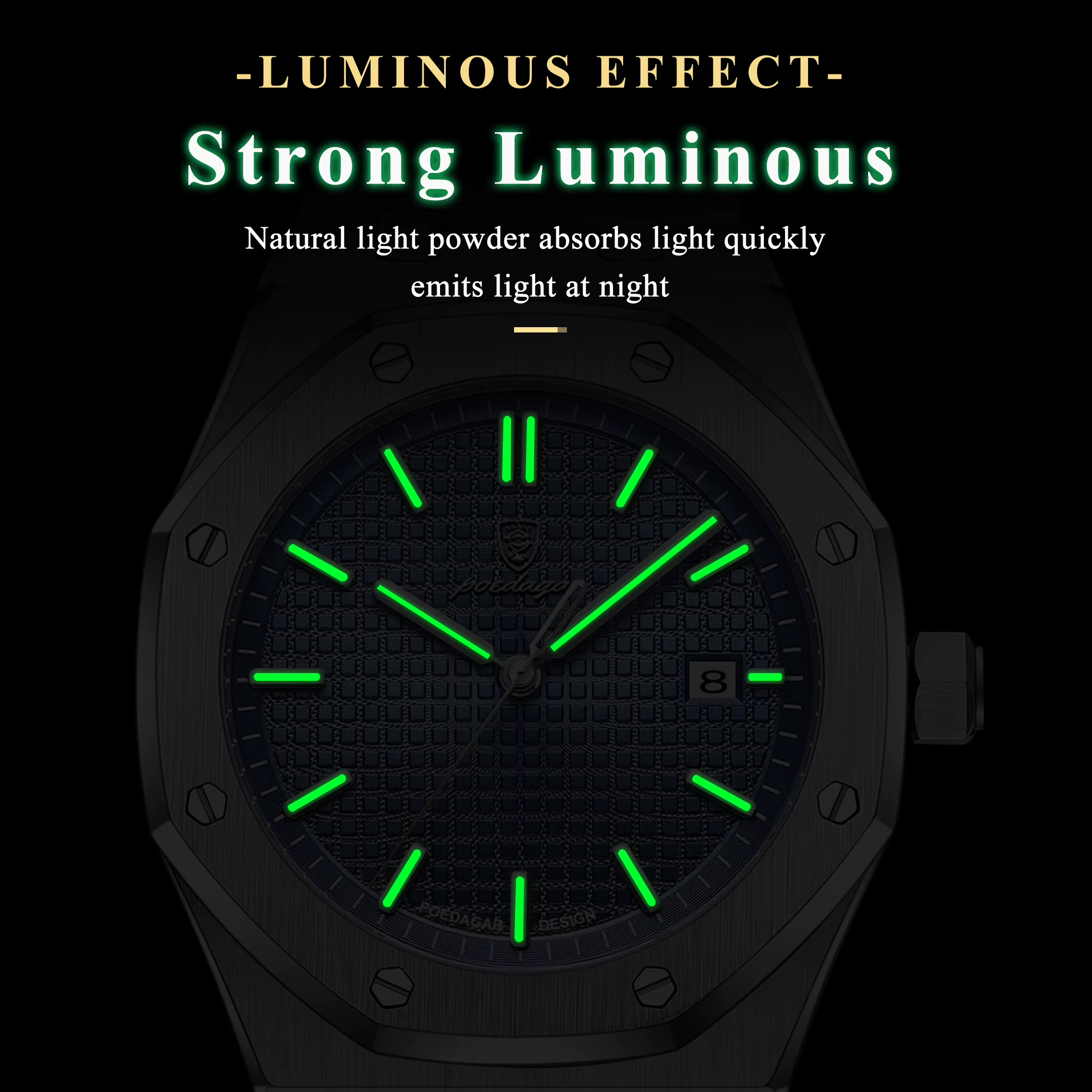 POEDAGAR Octagon Luxe Stainless Steel Quartz Watch
