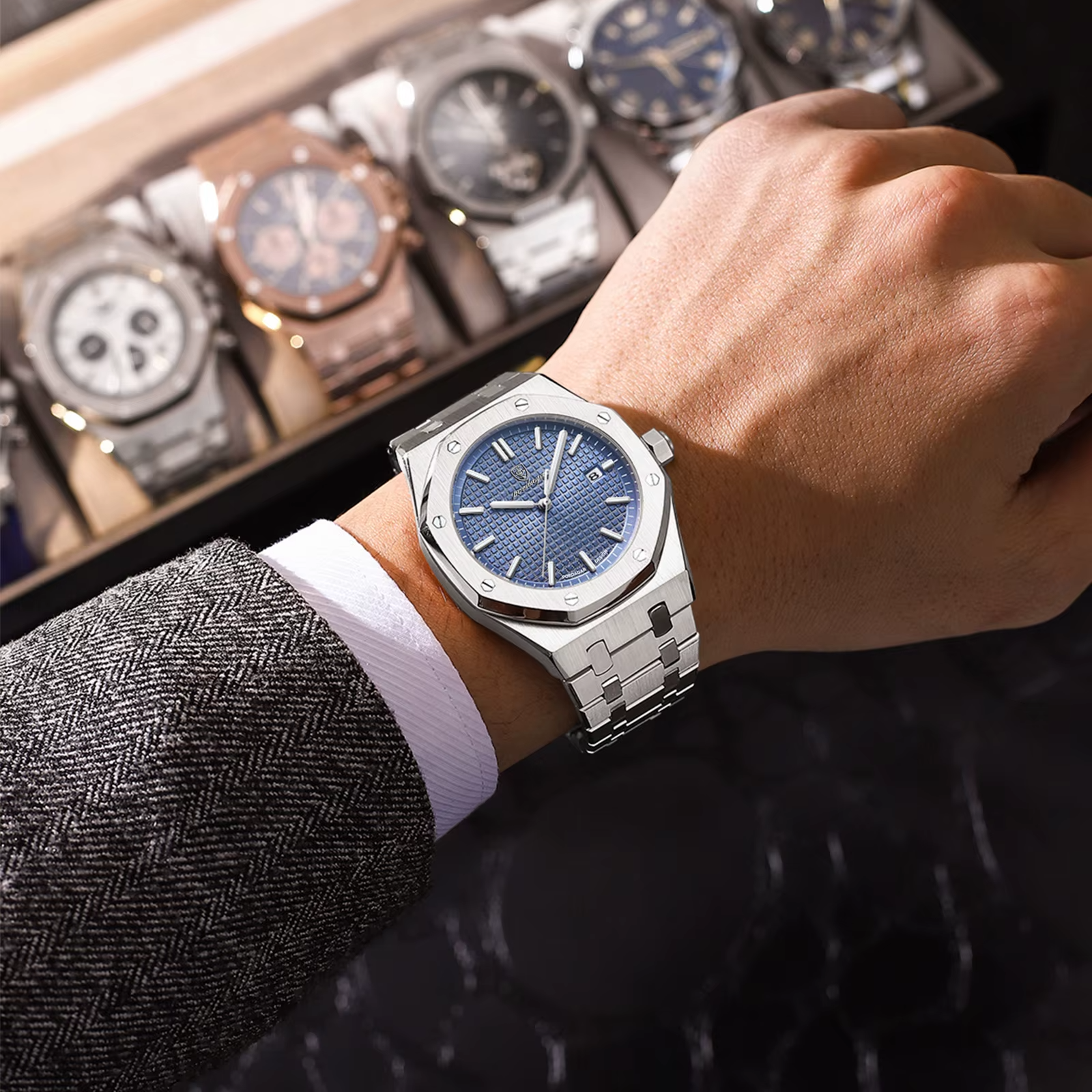 POEDAGAR Octagon Luxe Stainless Steel Quartz Watch
