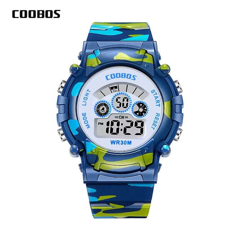 Green Camo Kids Digital Sports Watch