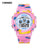 Yellow Camo Kids Digital Sports Watch front view