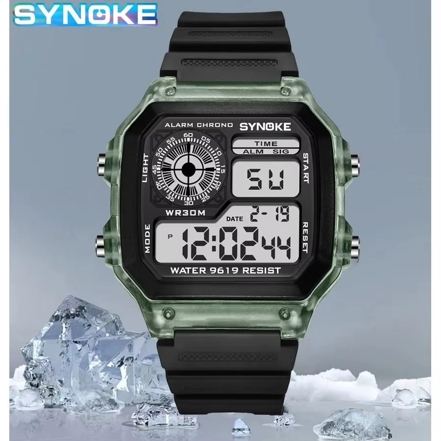 Military Tactical Digital Sports Watch - Green Transparent