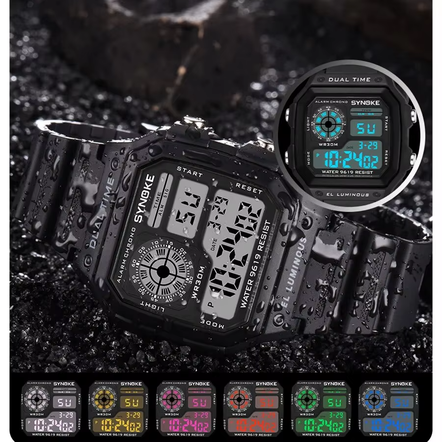 Military Tactical Digital Sports Watch Dual Time Waterproof LED