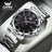 OPK Men's Quartz Watch 6003 - Black dial, stainless steel bracelet