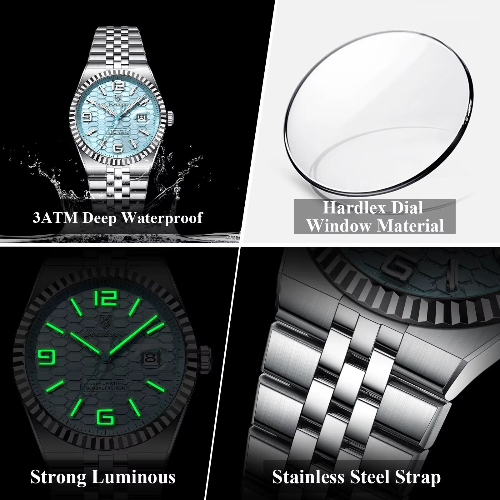 POEDAGAR Luxury Men's Stainless Steel Quartz Watch