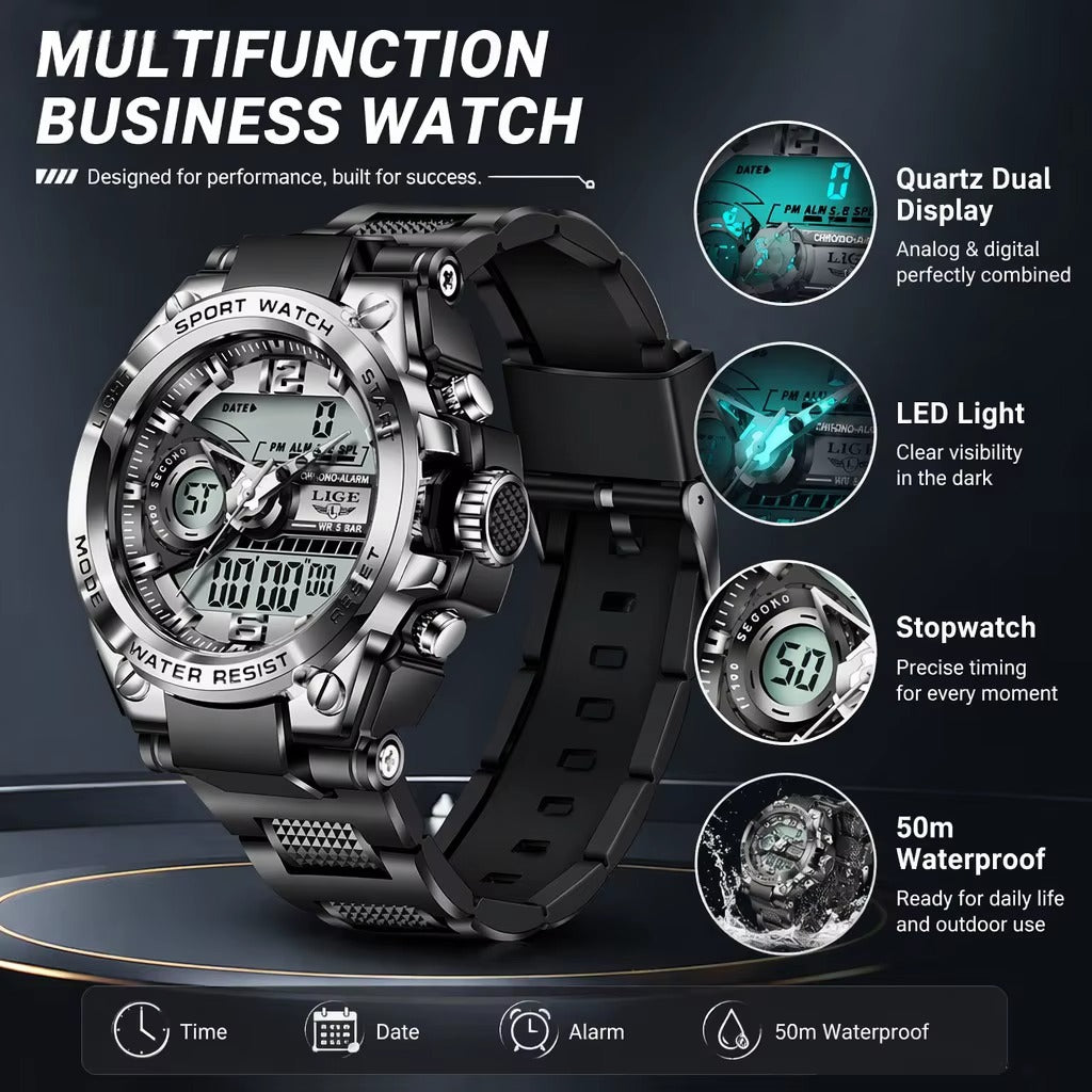 LIGE Men's Military Sport Watch