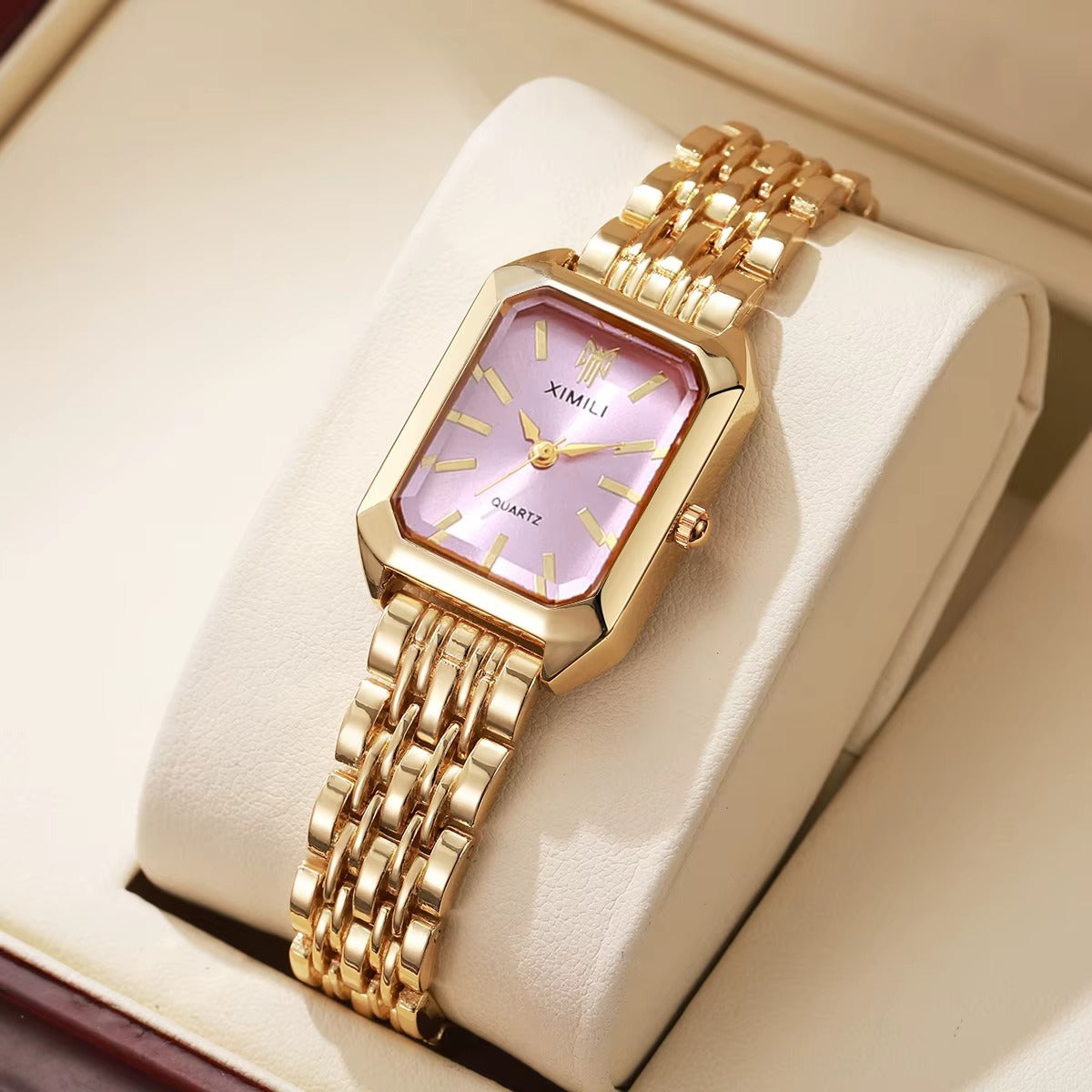Velora™ women's rectangle quartz watch - lifestyle shot