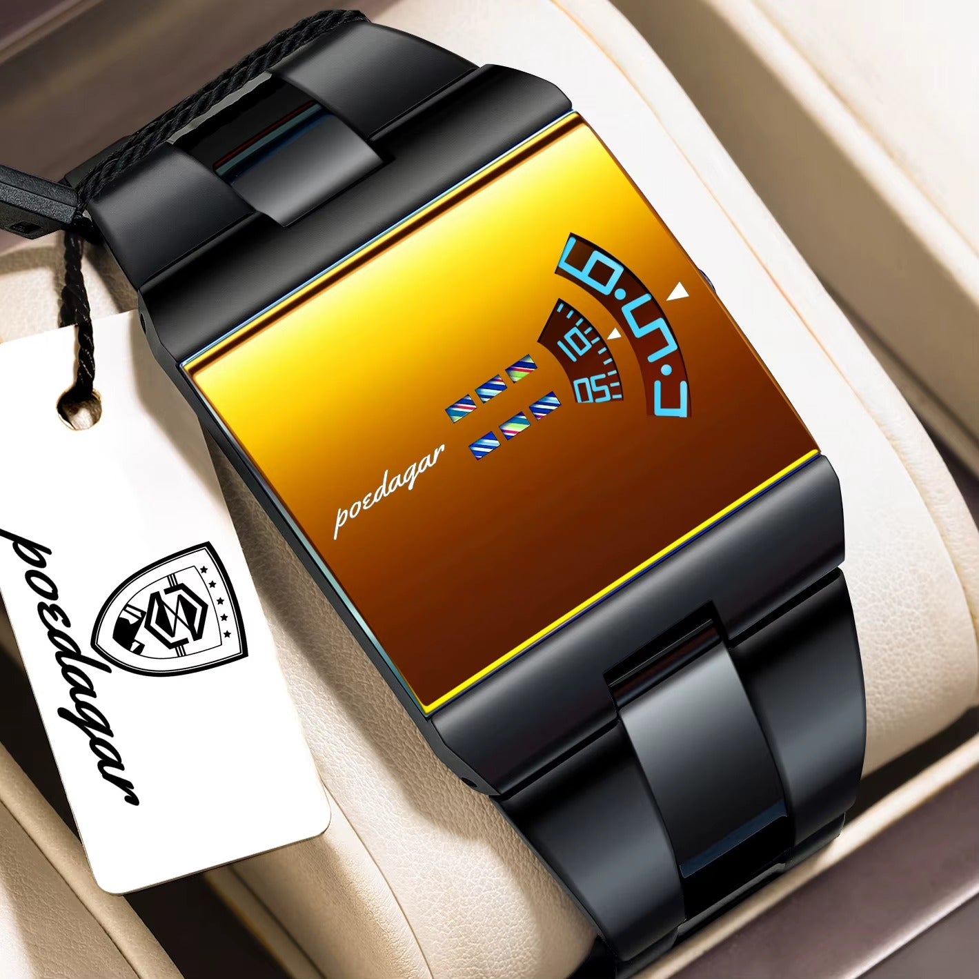 POEDAGAR Stealth Rectangle Watch