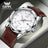OPK Men's Quartz Watch 6003 - White dial, brown leather strap